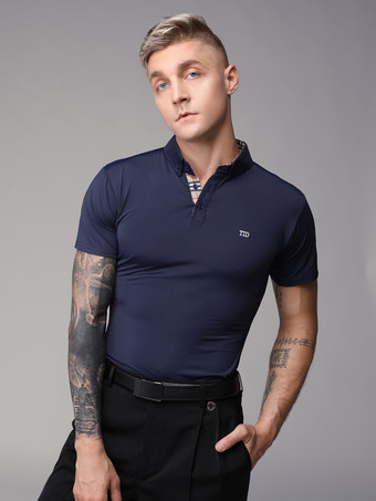 ラテン ダンス ドレス ブラック メンズ ポリエステル トップ セクシー ラテン ダンサー ダンス コスチューム