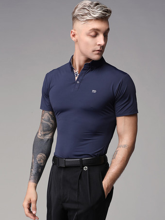 ラテン ダンス ドレス ブラック メンズ ポリエステル トップ セクシー ラテン ダンサー ダンス コスチューム