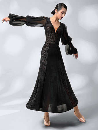 ラテン ダンス ドレス 黒の女性のポリエステル スカート セクシーなラテン ダンサー ダンス衣装