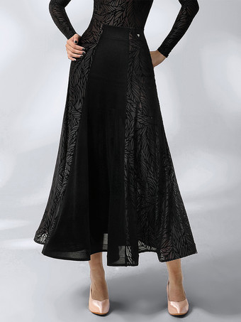 ブラック ラテン ダンス ドレス 黒の女性のポリエステル スカート セクシーなラテン ダンサー ダンス衣装