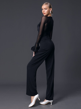 ラテンダンスドレスピンク女の子のフリル服ジャンプスーツセクシーなポリエステルダンス衣装