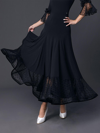 ラテンダンス衣装黒人女の子のフリルトップセクシーなポリエステルトップスカートダンスウェア