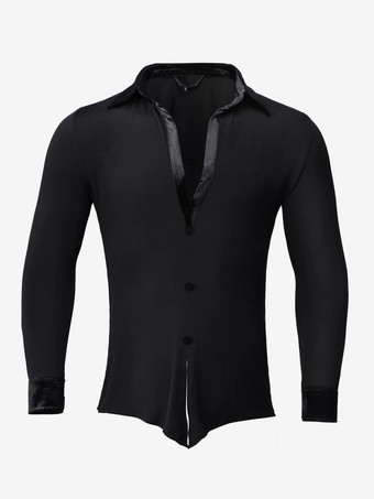 ブラック ラテン ダンス ドレス ブラック メンズ ポリエステル トップ セクシー ラテン ダンサー ダンスウェア