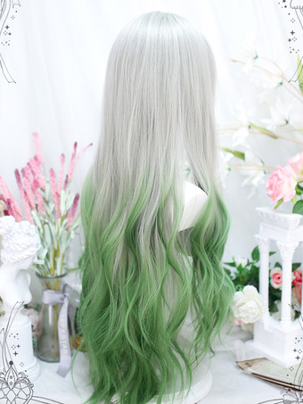 Sweet Lolita Wigs Long Heat-resistant Fiber Green Lolita Accessories
