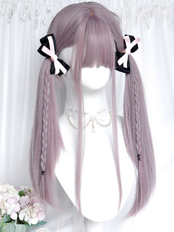 ROKOKO-Stil Lolita-Perücke lange hitzebeständige Faser Lavendel-Lolita-Zubehör