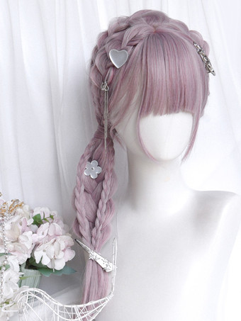 ROKOKO-Stil Lolita-Perücke lange hitzebeständige Faser Lavendel-Lolita-Zubehör