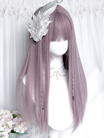 ROKOKO-Stil Lolita-Perücke lange hitzebeständige Faser Lavendel-Lolita-Zubehör