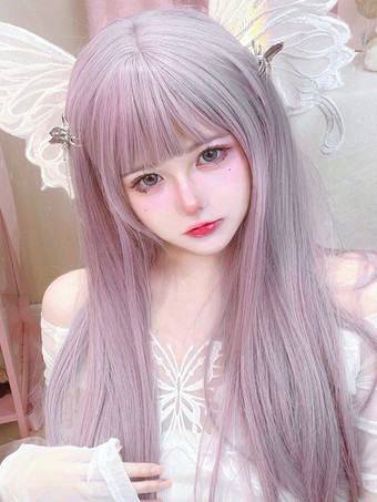 Lavendel ROKOKO-Stil Lolita-Perücke lange hitzebeständige Faser Lavendel-Lolita-Zubehör
