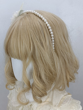 ROCOCOスタイル ロリータアクセサリー エクリュ ホワイト パール フラワー かぶりもの その他