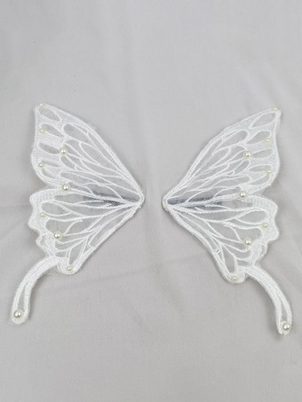 ホワイト ROCOCO風 ロリータアクセサリー ライトスカイブルー パール 帽子 蝶柄 その他