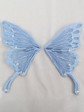 ライトスカイブルーROCOCO風 ロリータアクセサリー ライトスカイブルー パール 帽子 蝶柄 その他