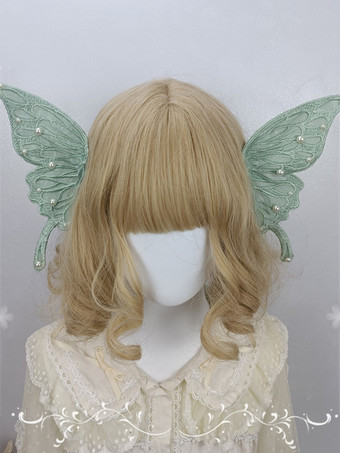 ライトグリーン ROCOCO風 ロリータアクセサリー ライトスカイブルー パール 帽子 蝶柄 その他