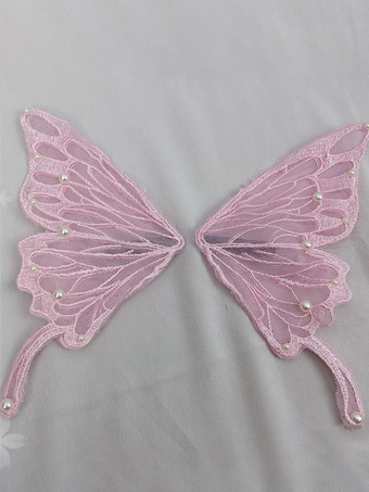 ライトピンクROCOCO風 ロリータアクセサリー ライトスカイブルー パール 帽子 蝶柄 その他