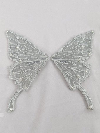 ライトグレー ROCOCO風 ロリータアクセサリー ライトスカイブルー パール 帽子 蝶柄 その他