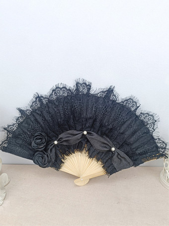 ブラック ROCOCO風ロリータアクセサリー シャンパンレース お花 パール アクセサリー雑貨