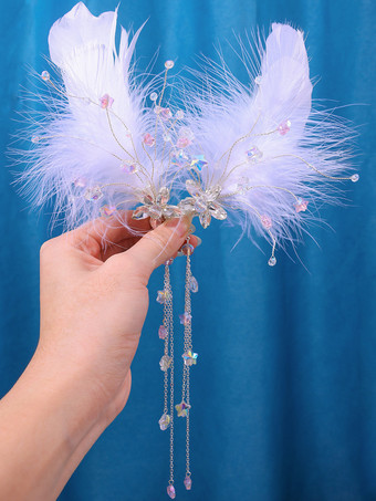 White Chinese Style Lolita Accessories White Chains Flowers Rhinestones Metal Headwear Miscellaneous