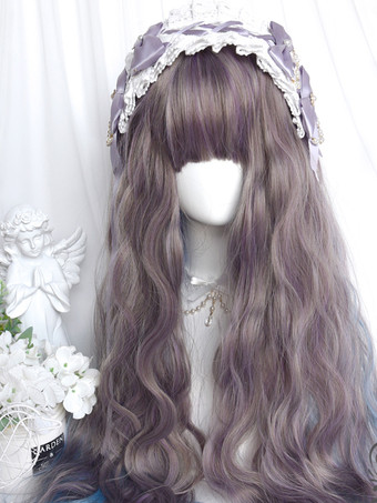 ROCOCO Style Lolita Wigs Long Heat-resistant Fiber Blue Gray Lolita Accessories
