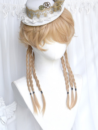 原宿ファッションロリータウィッグライトゴールドショート耐熱ファイバーロリータアクセサリー