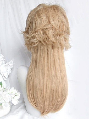 原宿ファッションロリータウィッグライトゴールドショート耐熱ファイバーロリータアクセサリー