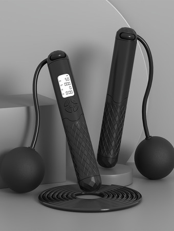 ブラック 大人と子供アスレチックコードレス充電式縄跳び調節可能なアスレチックフィットネスエクササイズスマートカウント体重ベアリング縄跳び