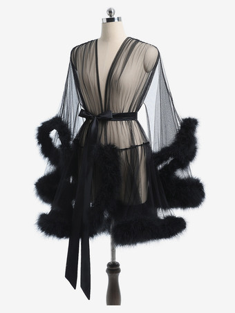 女性のためのシュミーズ ピンク ポリエステル フェザー ストライプ シアー ランジェリー