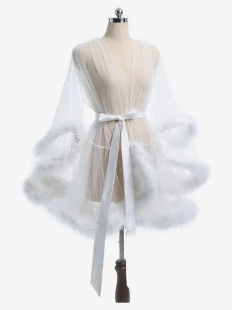 ホワイト 女性のためのシュミーズ ピンク ポリエステル フェザー ストライプ シアー ランジェリー