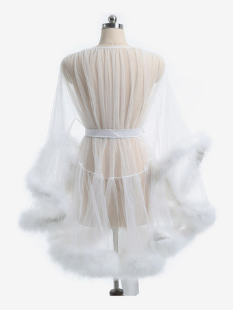 女性のためのシュミーズ ピンク ポリエステル フェザー ストライプ シアー ランジェリー