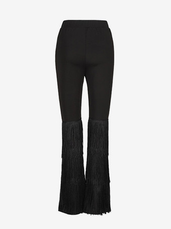 ラテンダンス衣装 ブラック レディース ポリエステル パンツ レイヤード エレガント フリンジ ラテン ダンサー ダンス衣装