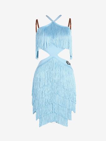 ラテンダンスドレス ブラック レディース フリンジ バックレス セットドレス ダンスコスチューム