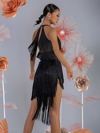 ラテンダンスコスチューム レディース フリンジセット エレガントドレス ダンスコスチューム