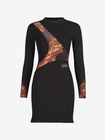 ラテンダンスドレス黒の女性の花柄非対称セットセクシーなポリエステルドレスダンス衣装