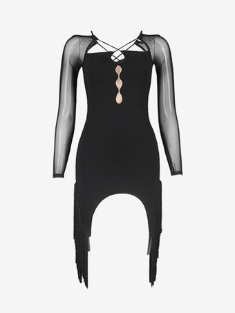 ラテンダンスドレス ライトスカイブルー レディース フリル 非対称セット エレガント ポリエステル ドレス ダンスウェア