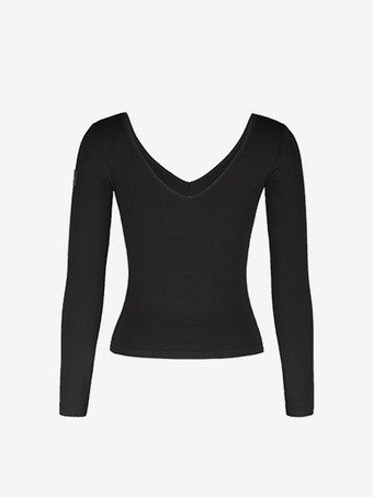 ラテンダンス衣装 ブラック 女性用 フリル バックレス エレガント ポリエステル トップ ダンスコスチューム