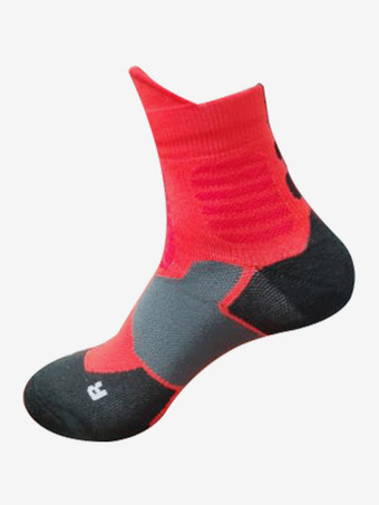 レッド 大人と子供用のスポーツソックス3足の汗を吸収するバスケットボールソックス