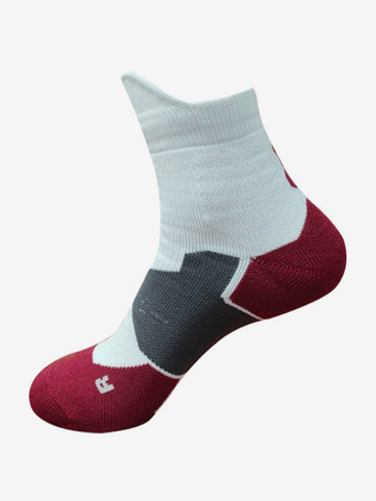 ダークレッド大人と子供用のスポーツソックス3足の汗を吸収するバスケットボールソックス