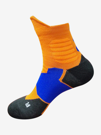 オレンジ3 足のスポーツソックス大人と子供用の汗を吸収するバスケットボールソックス