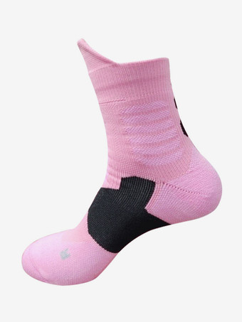 ピンク3 足のスポーツソックス大人と子供用の汗を吸収するバスケットボールソックス