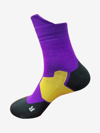 パープル 3 足のスポーツソックス大人と子供用の汗を吸収するバスケットボールソックス
