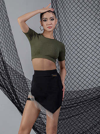 ラテンダンスドレス ブラック 女性用 ポリエステル トップ バックレス セクシー ラテン ダンサー ダンスウェア