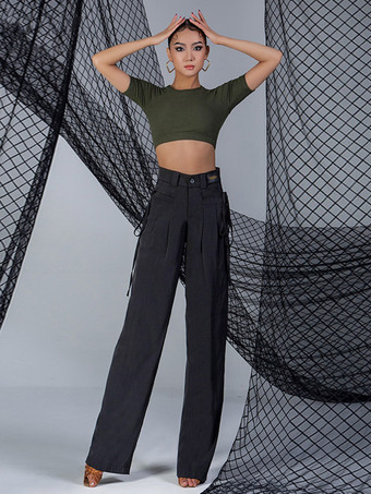 ラテンダンスドレス ブラック 女性用 ポリエステル トップ バックレス セクシー ラテン ダンサー ダンスウェア