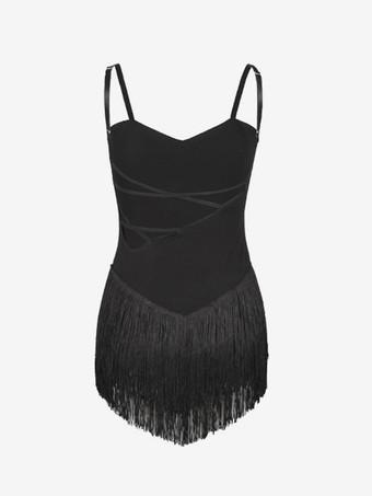 ラテンダンス衣装アプリコット女性のフリンジオープンショルダーセットエレガントなポリエステルドレスダンスウェア