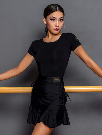 ラテンダンス衣装 ブラック レディース エレガント ポリエステル トップ ダンスウェア