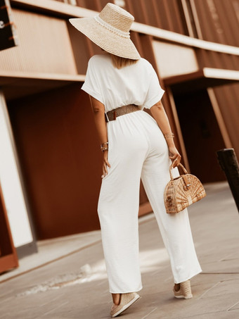 グリーン V ネック半袖サッシュ ポリエステル ワイド夏遊び着