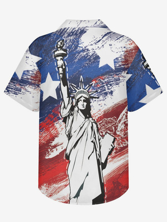 メンズカジュアルシャツターンダウンカラーカジュアルプリントブルーメンズシャツ