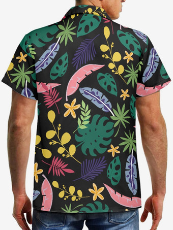 メンズカジュアルシャツカジュアルトロピカルプリントメンズトップ