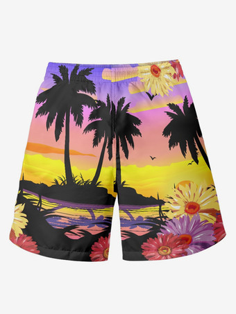 メンズカジュアルトロピカルプリントショートパンツハワイバケーションパンツ