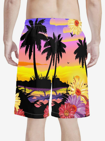 メンズカジュアルトロピカルプリントショートパンツハワイバケーションパンツ