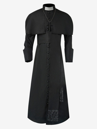 ブラック ブルーヴィンテージトップレトロボタン長袖ポリエステルオーバーコートレトロコスチューム男性用 バーガンディ