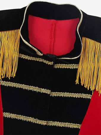 レッドヴィンテージトップレトロポリエステルフリンジ長袖レトロコスチューム男性用 バーガンディ