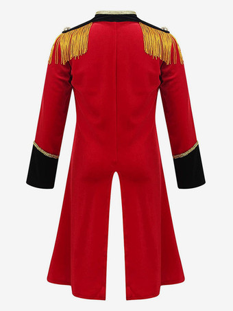 レッドヴィンテージトップレトロポリエステルフリンジ長袖レトロコスチューム男性用 バーガンディ